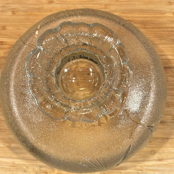 Vtg, Tiara Glass Ponderosa Pine Round Serving Bowl, Footed, 9.25" x 5.75" - Picture 6 of 7